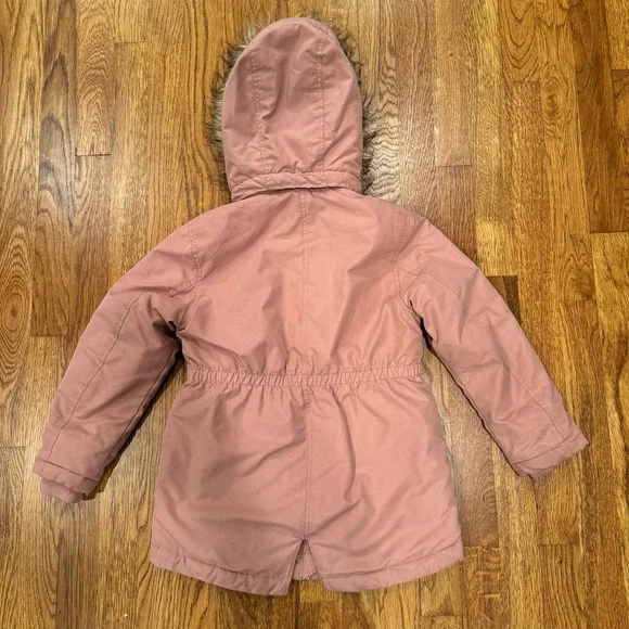 H&M Mauve Padded Parka Winter Coat - Excellent Condition - Size 6x - Picture 2 of 4